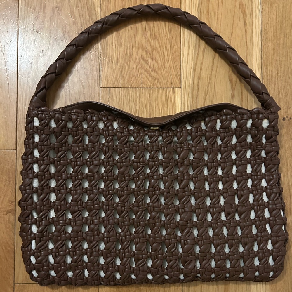 Vince Camuto Brown Woven Shoulder Bag